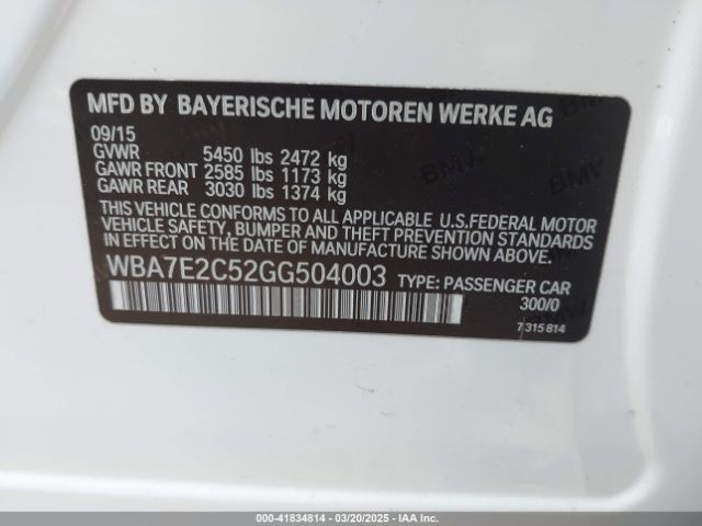 WBA7E2C52GG504003 BMW 740I