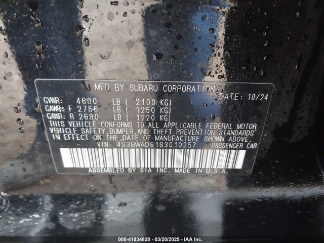 Subaru na, u5 2025 4S3BWAD61S3010257 Image 9