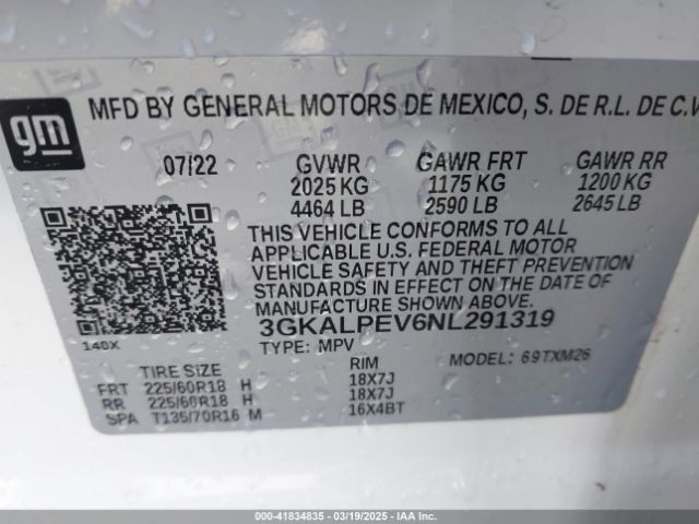 3GKALPEV6NL291319 GMC Terrain Fwd Slt