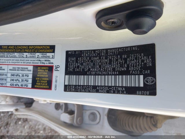 Toyota 2ar-fe 2017 4T1BF1FK2HU780444 Image 9