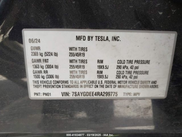 7SAYGDEE4RA299775 Tesla Model Y Long Range Dual Motor All-wheel Drive
