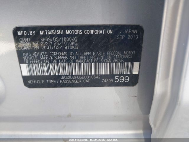 JA32U2FU5EU010542 Mitsubishi LANCER ES