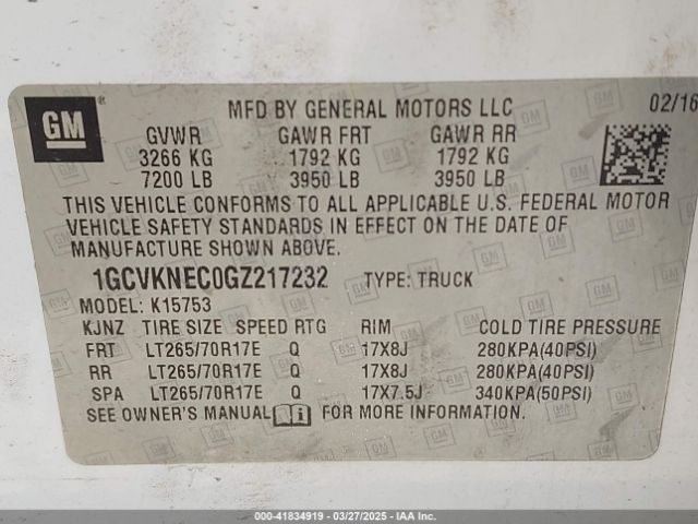 1GCVKNEC0GZ217232 Chevrolet Silverado 1500 Wt