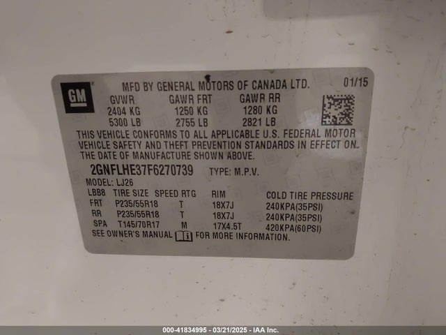 Chevrolet Equinox Ltz 2015 2GNFLHE37F6270739 Image 9