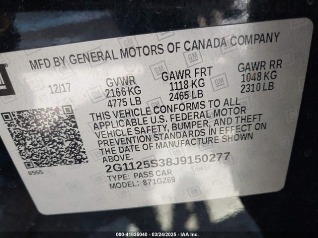 2G1125S38J9150277 Chevrolet IMPALA 2LZ