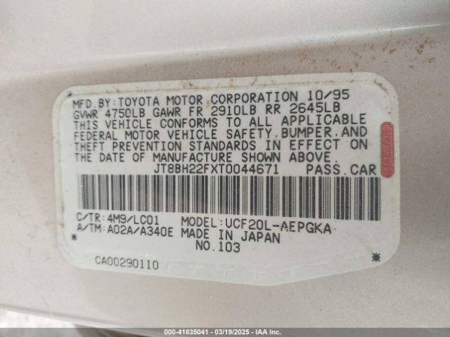 1996 LEXUS LS JT8BH22FXT0044671 Photo 8