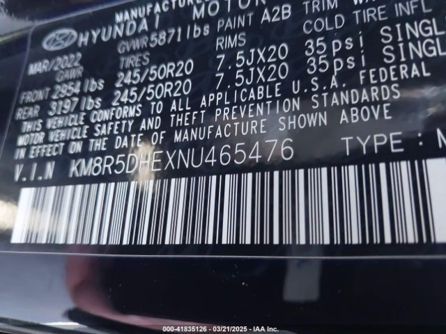 2022 HYUNDAI PALISADE KM8R5DHEXNU465476 Photo 8