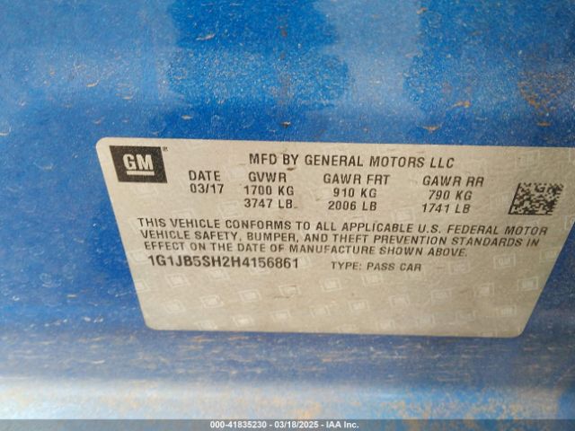 1G1JB5SH2H4156861 Chevrolet Sonic Ls Auto