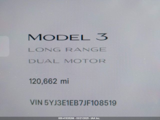 5YJ3E1EB7JF108519 Tesla Model 3 Long Range/performance
