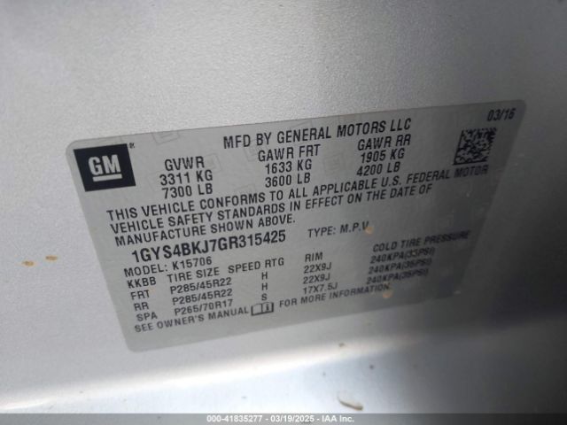 2016 CADILLAC ESCALADE 1GYS4BKJ7GR315425 Photo 8