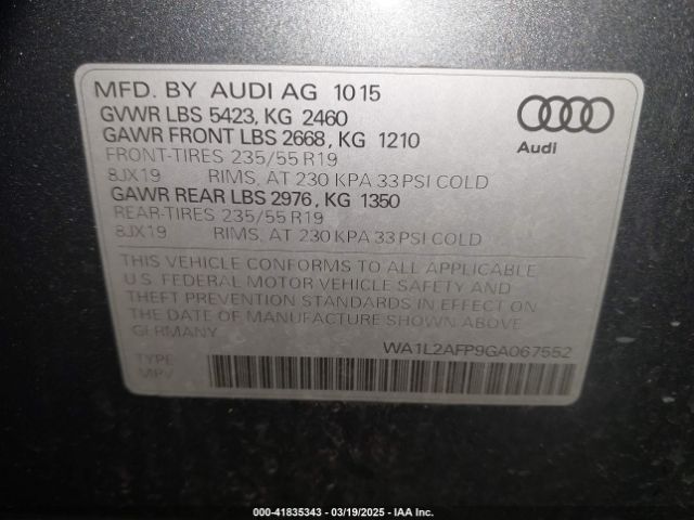 WA1L2AFP9GA067552 Audi Q5 2.0t Premium
