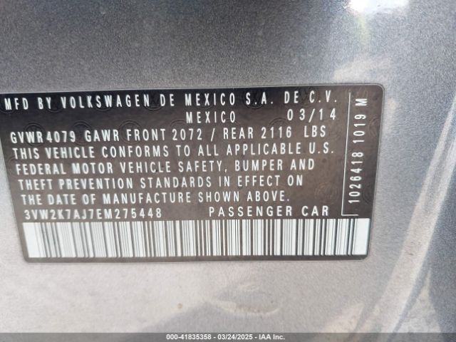 3VW2K7AJ7EM275448 Volkswagen Jetta 2.0l S