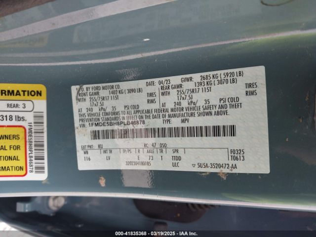 1FMDE5BH8PLB46878 Ford Bronco Big Bend