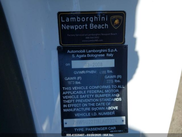 2008 LAMBORGHINI GALLARDO ZHWGU22T18LA07324 Photo 8