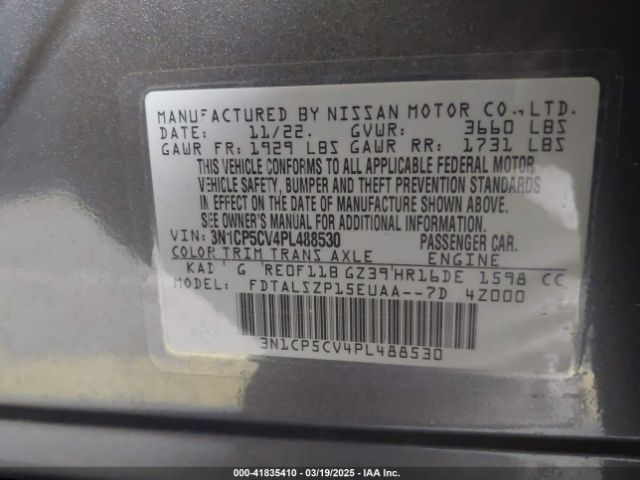 3N1CP5CV4PL488530 Nissan Kicks Sv Xtronic Cvt