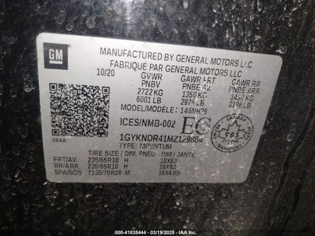 1GYKNDR41MZ129884 Cadillac Xt5 Awd Premium Luxury