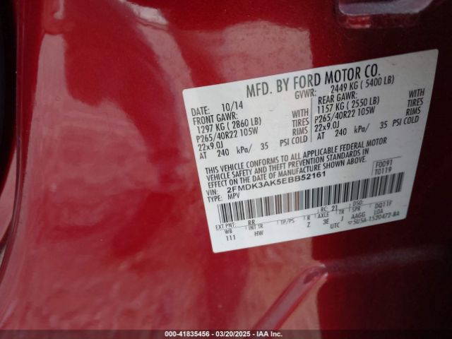 2FMDK3AK5EBB52161 Ford EDGE SPORT