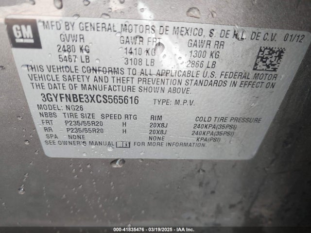 2012 CADILLAC SRX 3GYFNBE3XCS565616 Photo 8