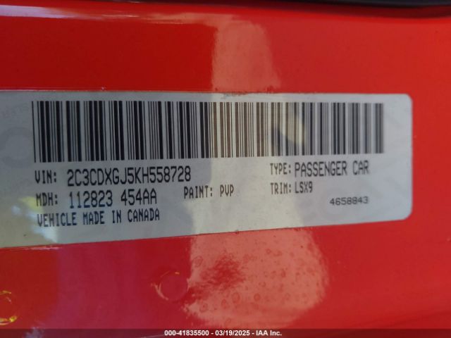 2C3CDXGJ5KH558728 Dodge Charger Scat Pack Rwd