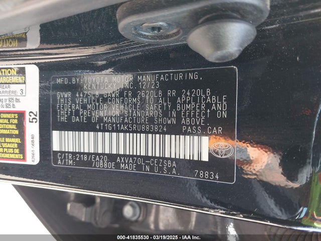 4T1G11AK5RU883824 Toyota CAMRY SE