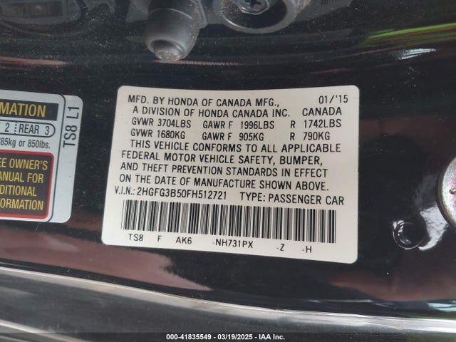 2HGFG3B50FH512721 Honda Civic Lx