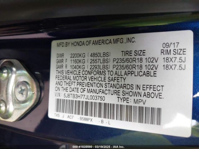 5J8TB3H77JL003750 Acura Rdx Advance Package
