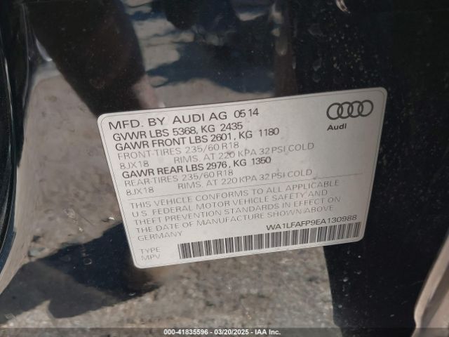 WA1LFAFP9EA130988 Audi Q5 2.0t Premium