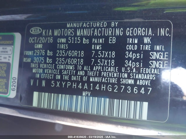 KIA Sorento 2.0t Ex 2017 5XYPH4A14HG273647 Image 9