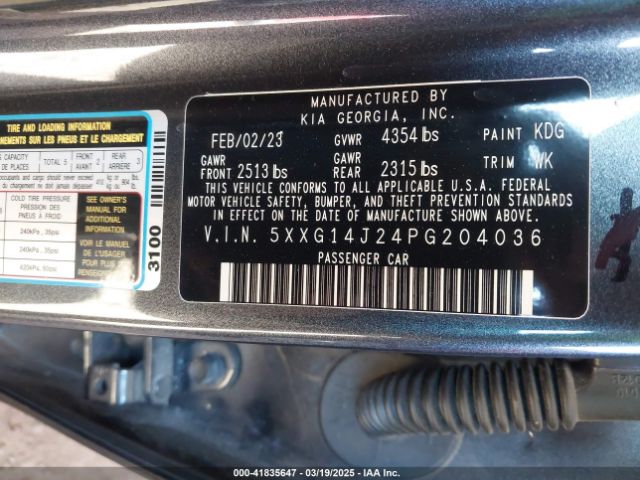 5XXG14J24PG204036 KIA K5 LXS