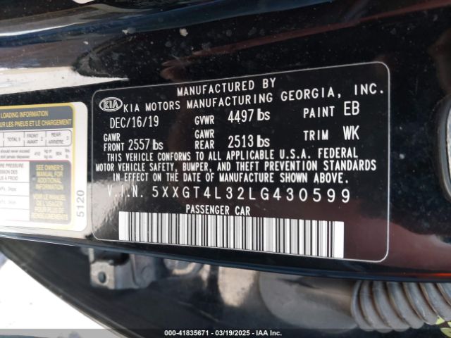 2020 KIA OPTIMA 5XXGT4L32LG430599 Photo 8