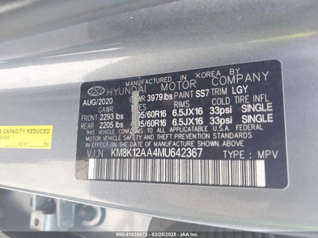 KM8K12AA4MU642367 Hyundai Kona Se