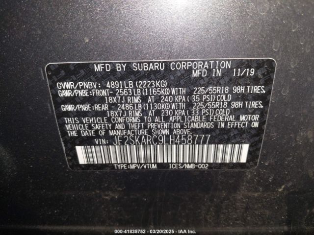2020 SUBARU FORESTER JF2SKARC9LH458777 Photo 8