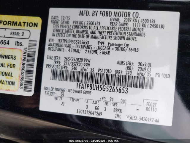 1FATP8UH5G5265653 Ford Mustang Ecoboost Premium