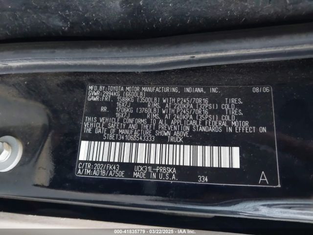 2006 TOYOTA TUNDRA 5TBET34106S543333 Photo 8