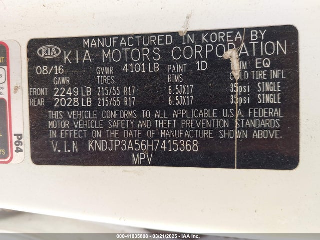 KIA SOUL + 2017 KNDJP3A56H7415368 Image 9