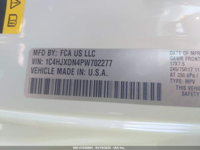 1C4HJXDN4PW702277 Jeep Wrangler 4-door Sport S 4x4