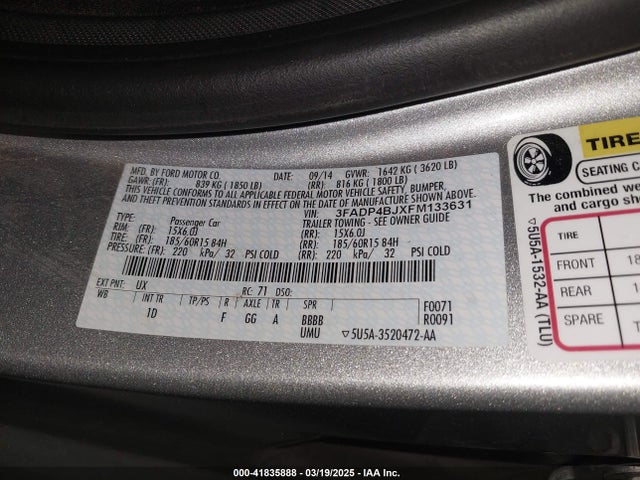 Ford FIESTA SE 2015 3FADP4BJXFM133631 Image 9