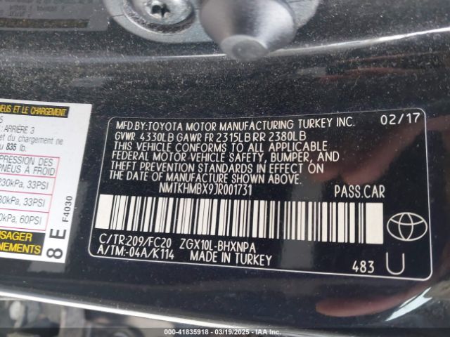 NMTKHMBX9JR001731 Toyota C-hr Xle Premium