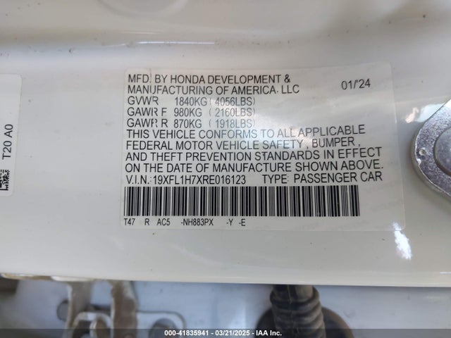 19XFL1H7XRE016123 Honda Civic Ex-l