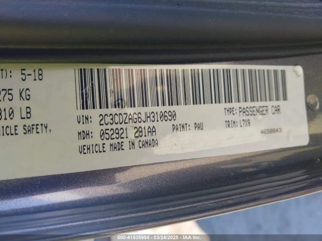 2C3CDZAG6JH310690 Dodge Challenger Sxt
