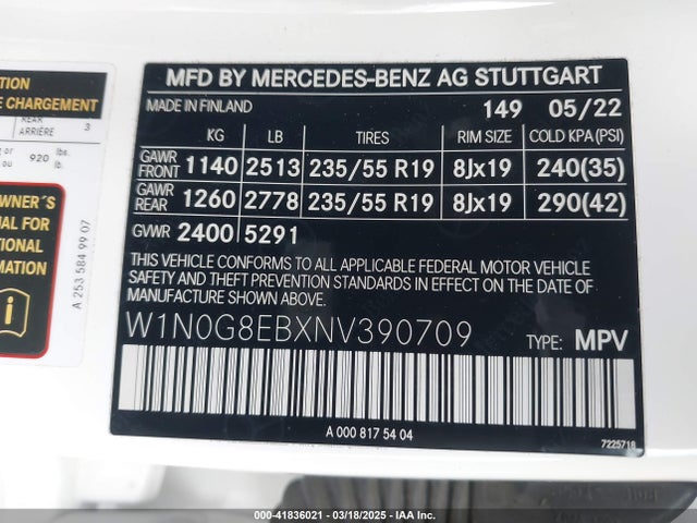 W1N0G8EBXNV390709 Mercedes-Benz Glc 300 4matic Suv