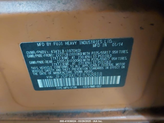 JF2GPAKC5E8268818 Subaru Xv Crosstrek 2.0i Limited
