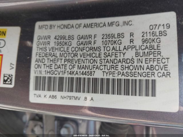 1HGCV1F14KA144587 Honda ACCORD LX
