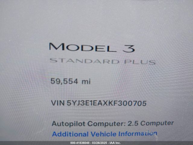 5YJ3E1EAXKF300705 Tesla Model 3 Long Range/mid Range/standard Range/standard Range Plus