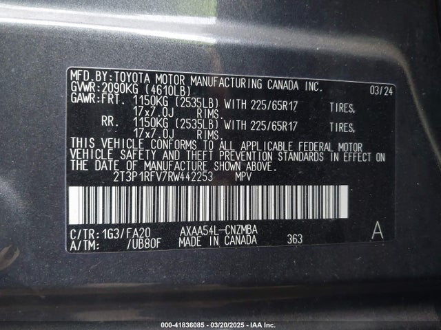 2T3P1RFV7RW442253 Toyota Rav4 Xle