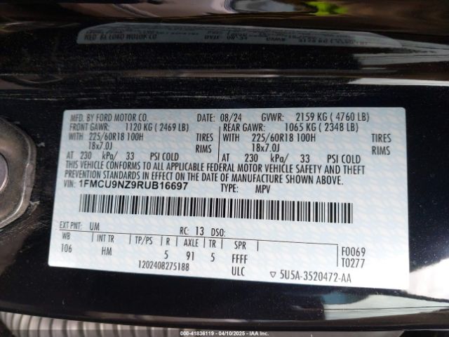 1FMCU9NZ9RUB16697 Ford Escape St-line Select