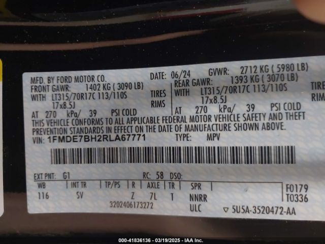 1FMDE7BH2RLA67771 Ford Bronco Big Bend