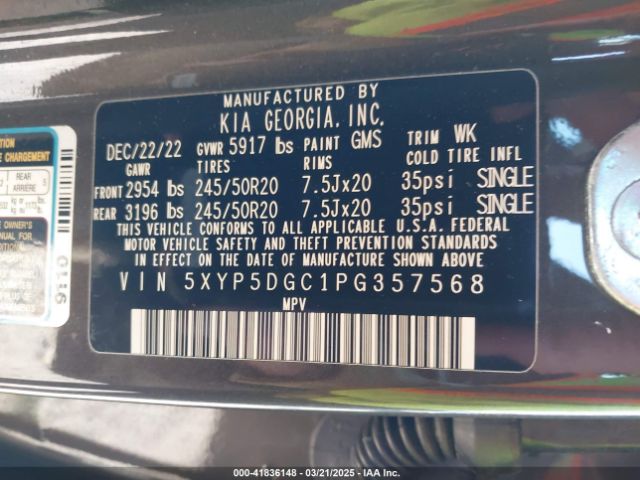 5XYP5DGC1PG357568 KIA Telluride Sx Prestige