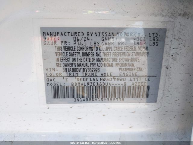 3N1AB8DV1RY382998 Nissan Sentra Sr Xtronic Cvt