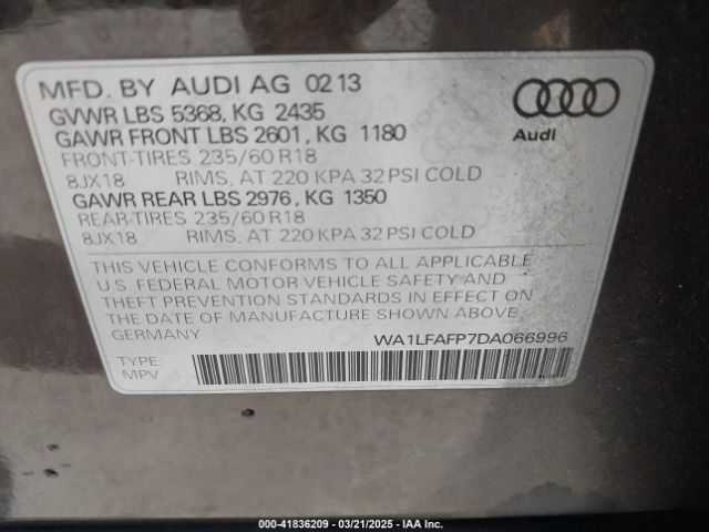 2013 AUDI Q5 WA1LFAFP7DA066996 Photo 8